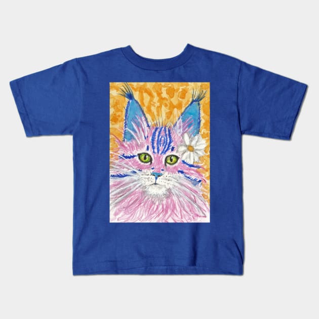 Pink fluffy cat Kids T-Shirt by SamsArtworks